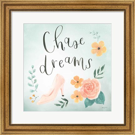 Framed Chase Dreams I Green Print