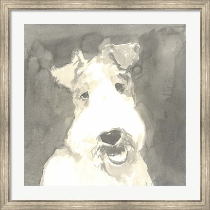 Framed Sepia Modern Dog VI Print