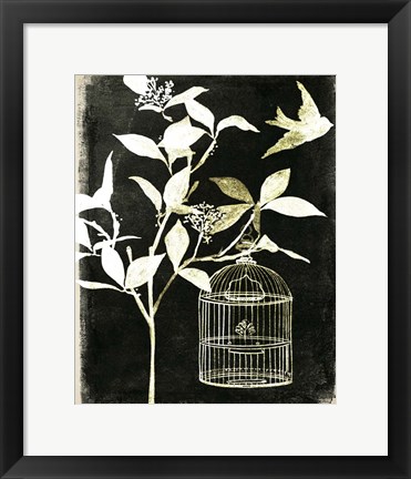 Framed Branch &amp; Bird I Print