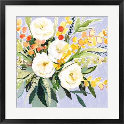 Framed Garden Rose Bouquet II Print