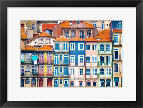 Framed Europe, Portugal, Porto Colorful Building Facades Next To Douro River Print