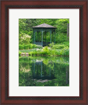 Framed Delaware, Gazebo Overlooking A Pond Print