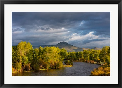 Framed Dramatic Stormy Sunrise Light Strikes The Big Hole River Near Melrose, Montana Print