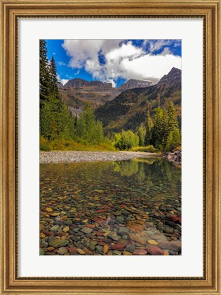 Framed Mcdonald Creek With Garden Wall In Early Autumn In Glacier National Park, Montana Print