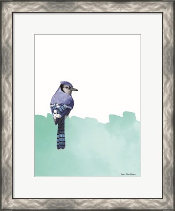 Framed Bird on Blue Print