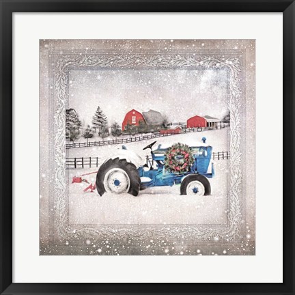 Framed Christmas Tractor Print