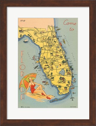 Framed Florida Postcard VI Print