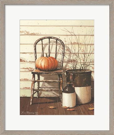 Framed Pumpkin &amp; Chair Print