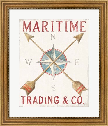 Framed Floursack Nautical VI Red Print