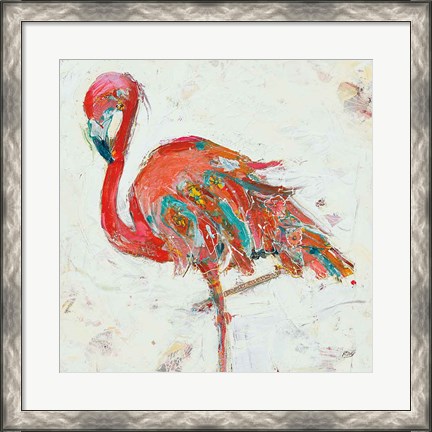 Framed Flamingo on White Print