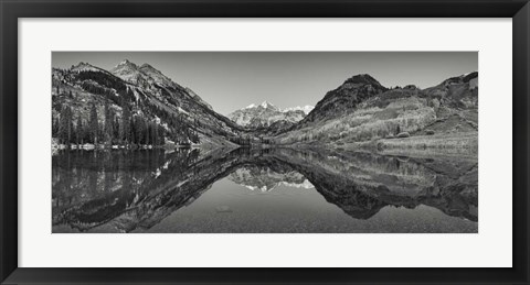 Framed Reflection Of Mountains In A Lake, Maroon Bells, Aspen, Colorado Print