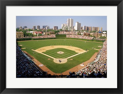 Framed High Angle View Of A Stadium, Wrigley Field, Chicago, Illinois Print