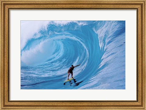 Framed Man Surfing In The Sea Print