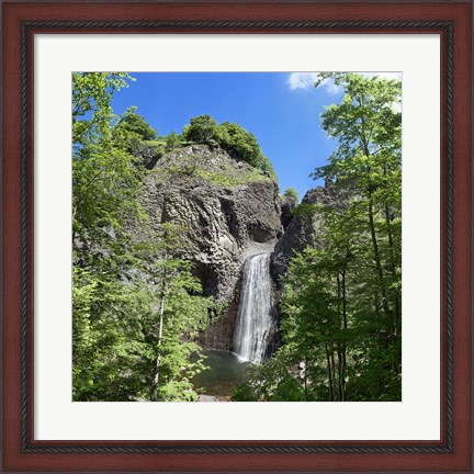Framed Water Falling From Rocks, La Bourges Waterfall, France Print