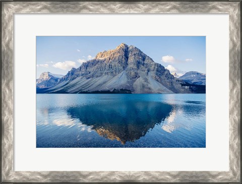 Framed Mountain Reflecting In Lake At Banff National Park, Alberta, Canada Print