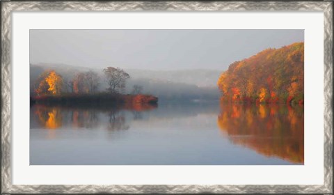 Framed Early Fall Morning at the Lake Print