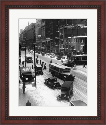 Framed Snowy Philadelphia City Street In Winter Print