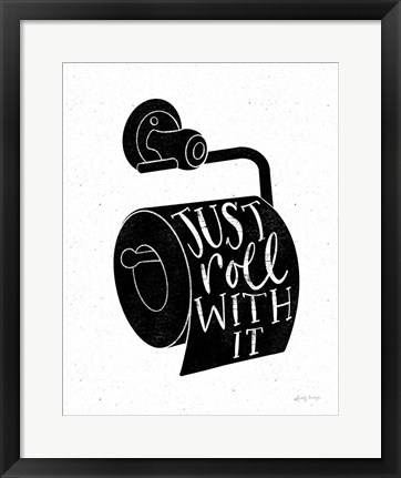 Framed Bathroom Puns VI Black Print