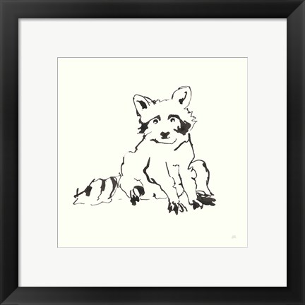 Framed Line Raccoon Print