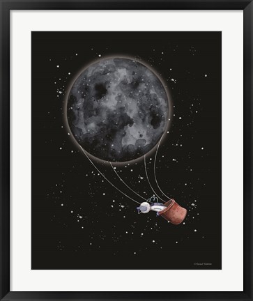 Framed Moon Hot Air Balloon Print