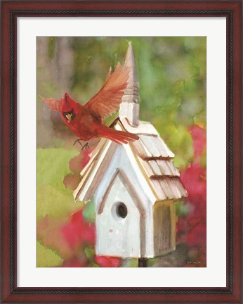 Framed Cardinal Bird House Print