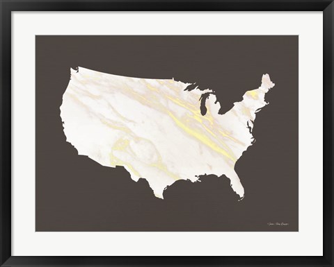 Framed Marble Gold USA Map Print