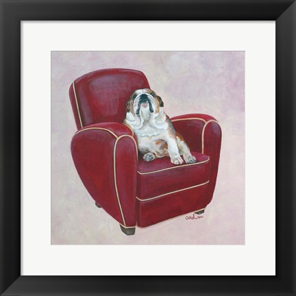 Framed Bulldog on Red Print