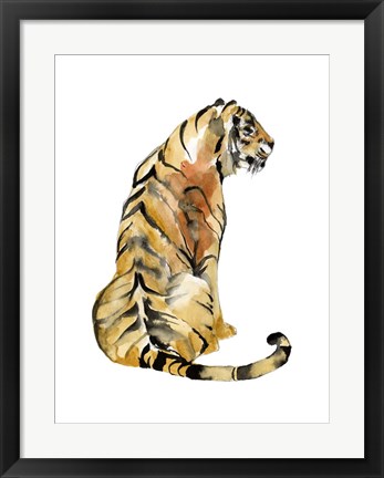 Framed Sitting Tiger I Print
