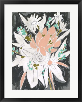 Framed Charcoal Bouquet I Print