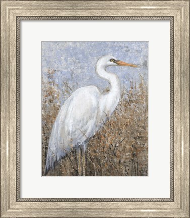 Framed White Heron I Print