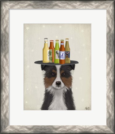 Framed Border Collie Tricolour Beer Lover Print