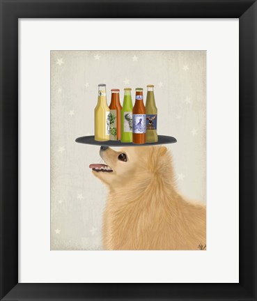 Framed Pomeranian Yellow Beer Lover Print