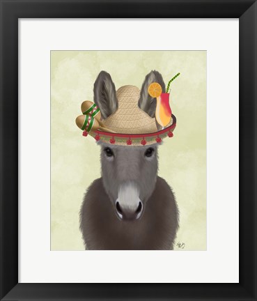 Framed Donkey Sombrero Print