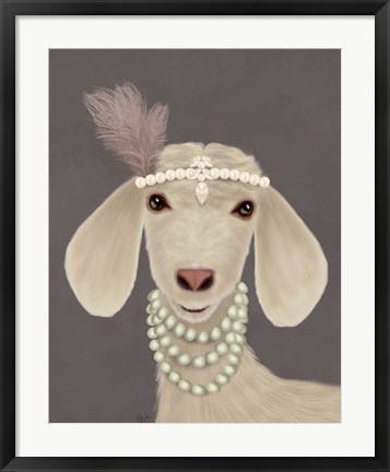 Framed Posh White Goat Print