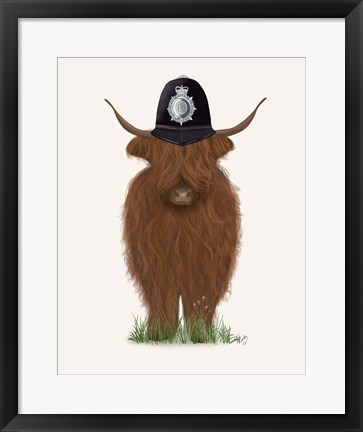 Framed Highland Cow Policeman Print