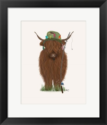 Framed Highland Cow Fisherman Print