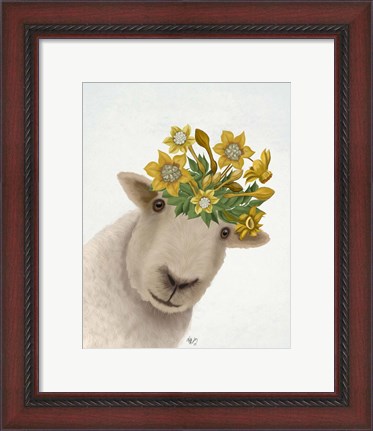 Framed Sheep with Daffodil Crown Print