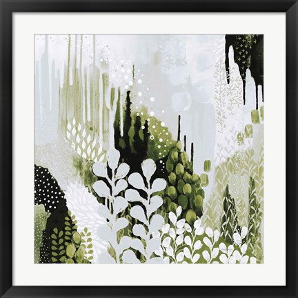 Framed BW Forest II with Green Print