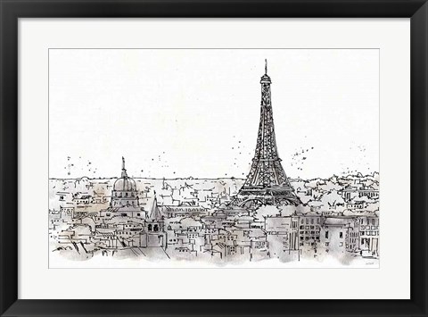 Framed Skyline Sketches II No Words Flowers Print