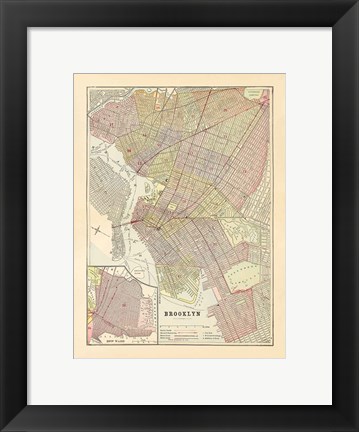 Framed Map of Brooklyn Print