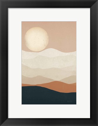 Framed Mojave Mountains and Moon Crop Print