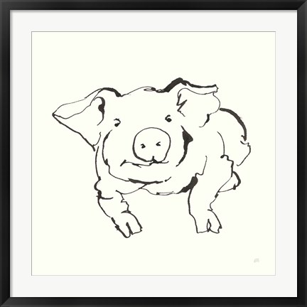Framed Line Pig II Print