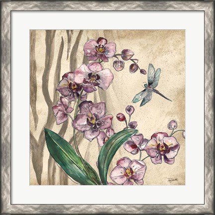 Framed Boho Orchid &amp; Dragonfly I Print
