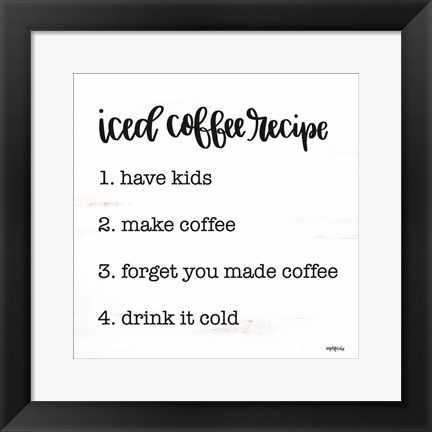 Framed Iced Coffee Recipe Print