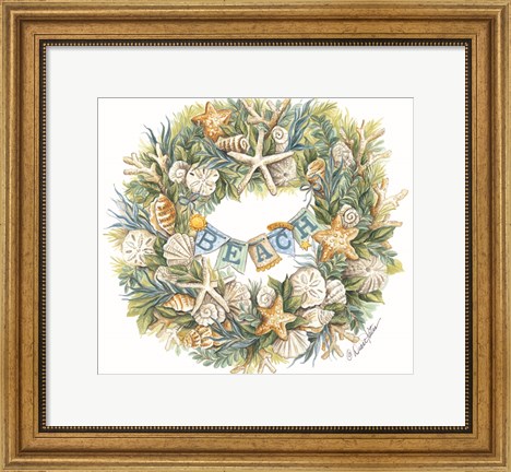 Framed Coastal Beach Wreath Print
