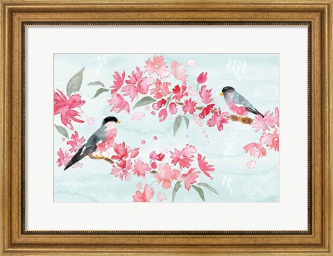 Framed Flowers and Feathers II Print