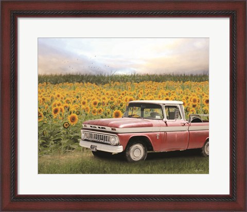 Framed Truck with Sunflowers Print