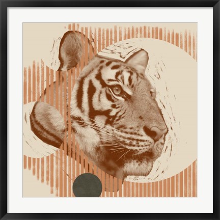 Framed Pop Art Tiger I Print