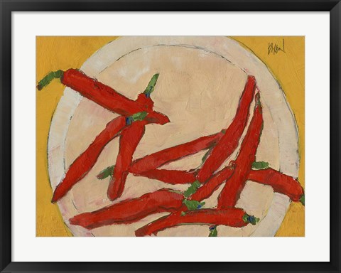 Framed Peppers on a Plate III Print