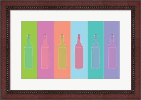 Framed Colorful Mod Wine Bottles Print